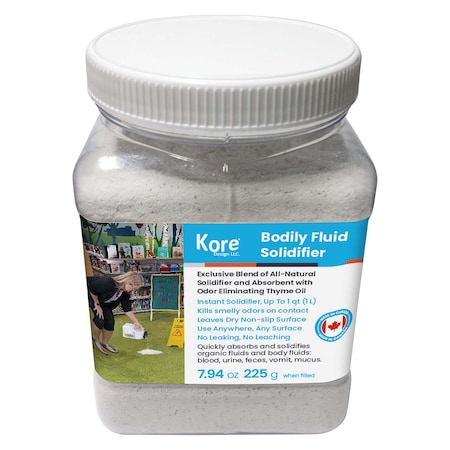 Kore Design Body Fluid Solidfier, Light Weight Absorbent For Absorbing Body Fluids, 1L Jug KOR9010